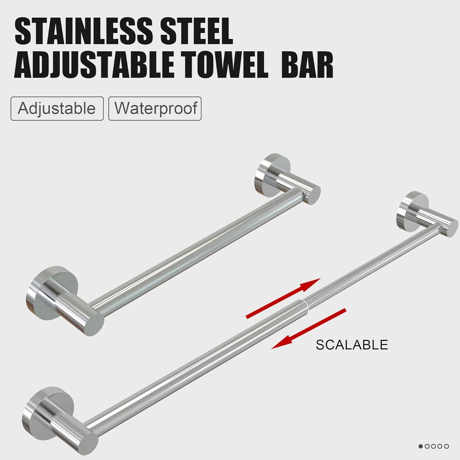 Towel Bar - Adjustable 304 Stainless Steel Towel Holder for Bathroom