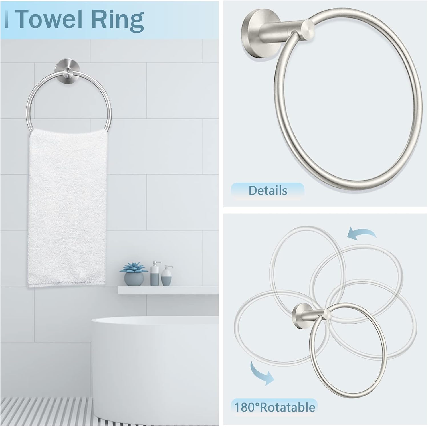 Cilee 10 Piece Brushed Nickel Bathroom Hardware Set, 24" 16" Towel Bar Set