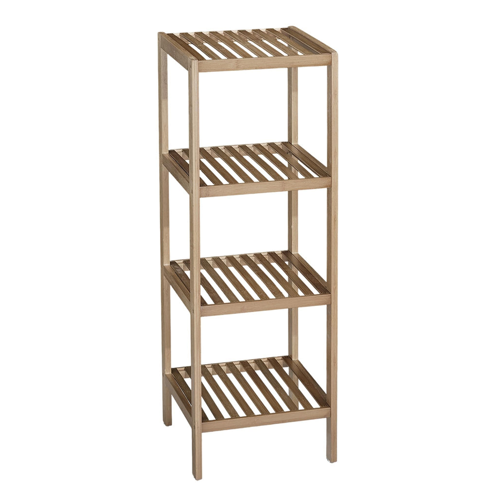 4 Tier Bathroom Shelf, Waterproof Bamboo Shelf for Bathroom