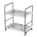 2-Tier Bathroom Organizer Countertop Perfume Makeup Shelf Cosmetics Storage Shelf Display Rack Vanity Dresser,Kitchen Spice Rack,Plastics Imitation Marble Design,Tool-Less Install(Sliver)