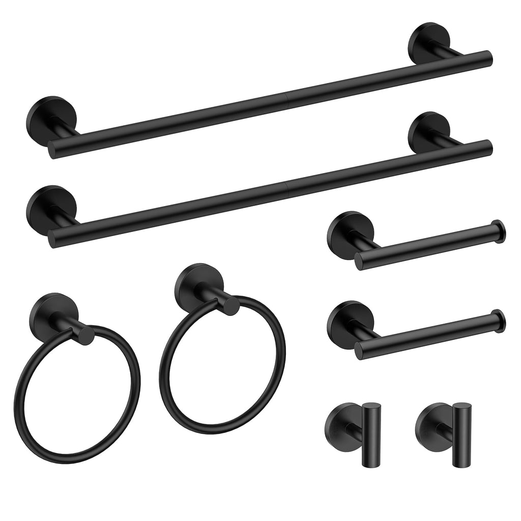 USHOWER 4PCS Matte Black Bathroom Accessories Set, 24-Inch Towel Bar Set
