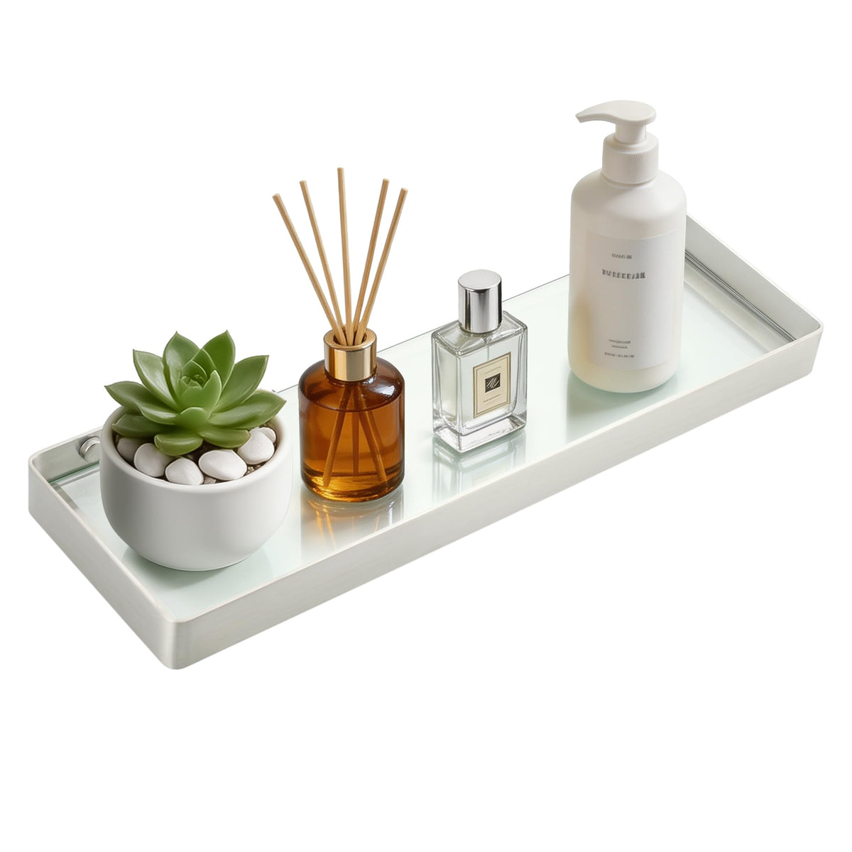 Alise Bathroom Shelves,11.8" Black Glass Shelves for Bathroom Wall Mounted