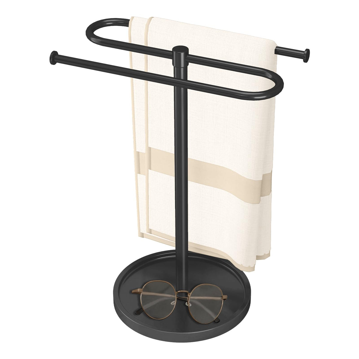Bethom Hand Towel Holder Stand for Bathroom Countertop,S-Shape Bar,Black