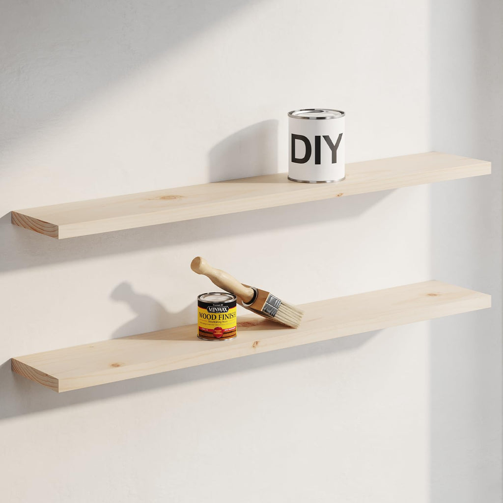 Homeforia 24 Inch Floating Shelves, High-End Solid Pine Wood, Set of 2