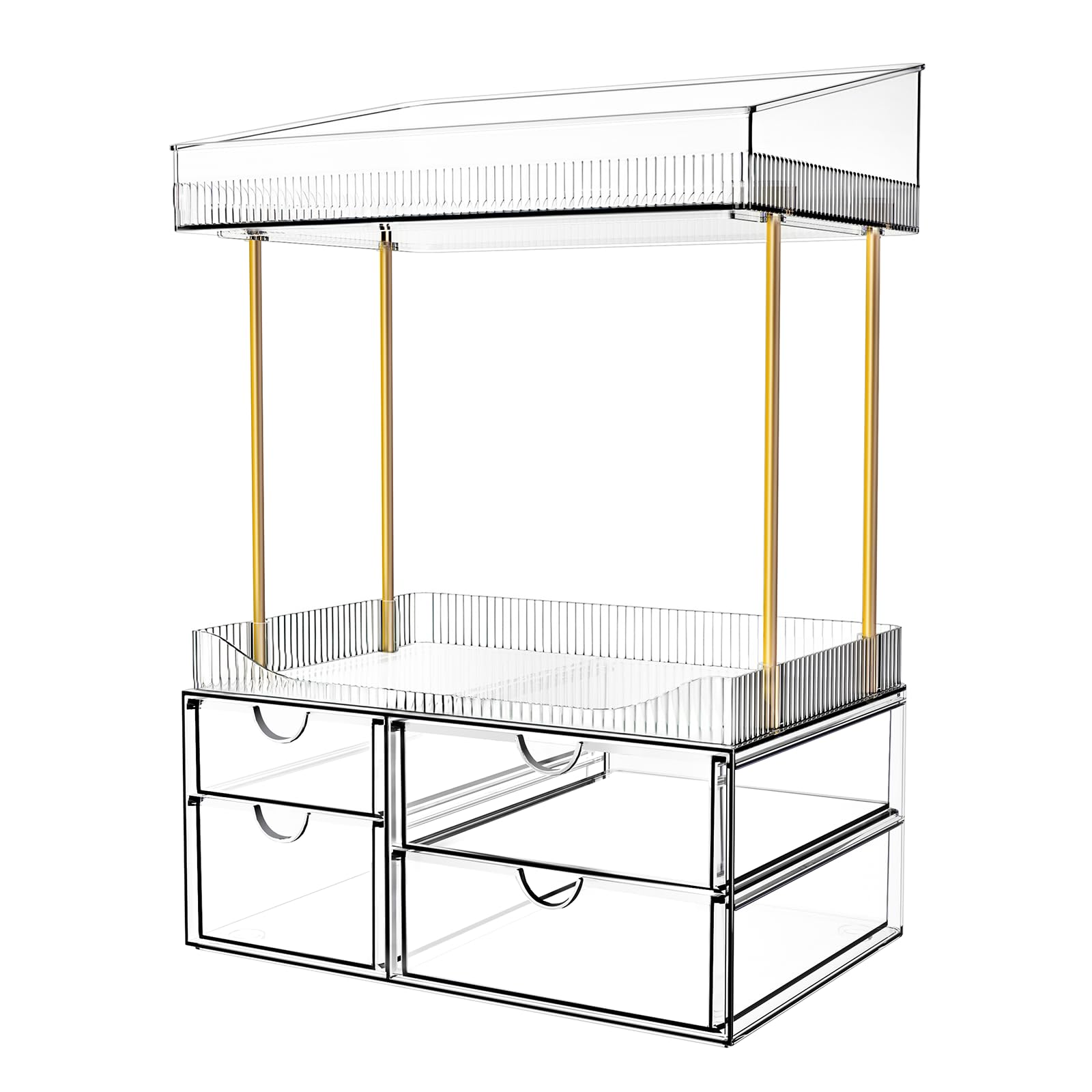 SNSLXH 4-Tier Clear Makeup Organizer Bathroom Storage