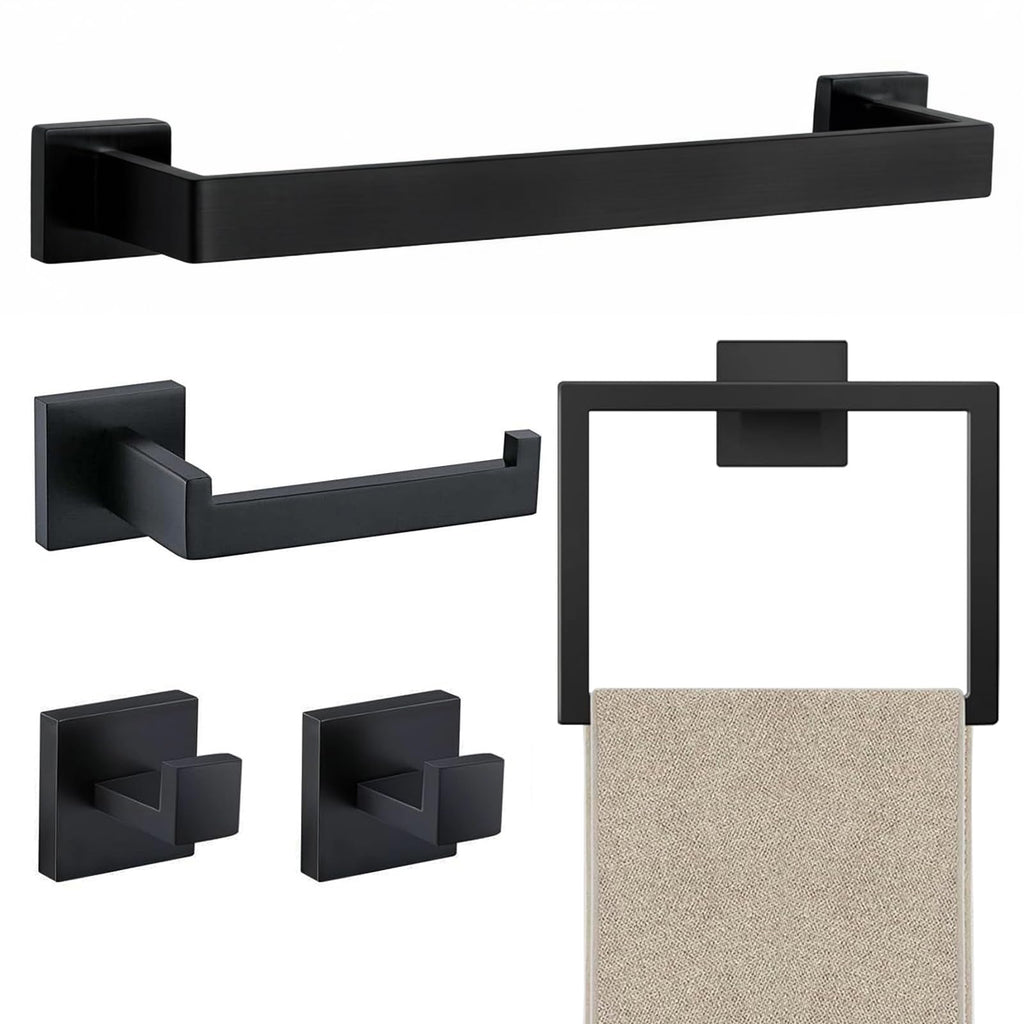 JOPOFI 10 Piece Towel Bar Set - 15.7Inch Bath Towel Holder - Matte Black