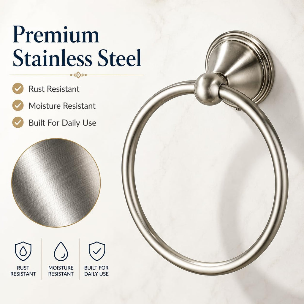 Towel Ring for Bathroom, Brushed Nickel Hand Towel Holder 1 Pack, Bathroom Accessories and Towel Racks for Bathroom Wall Mount