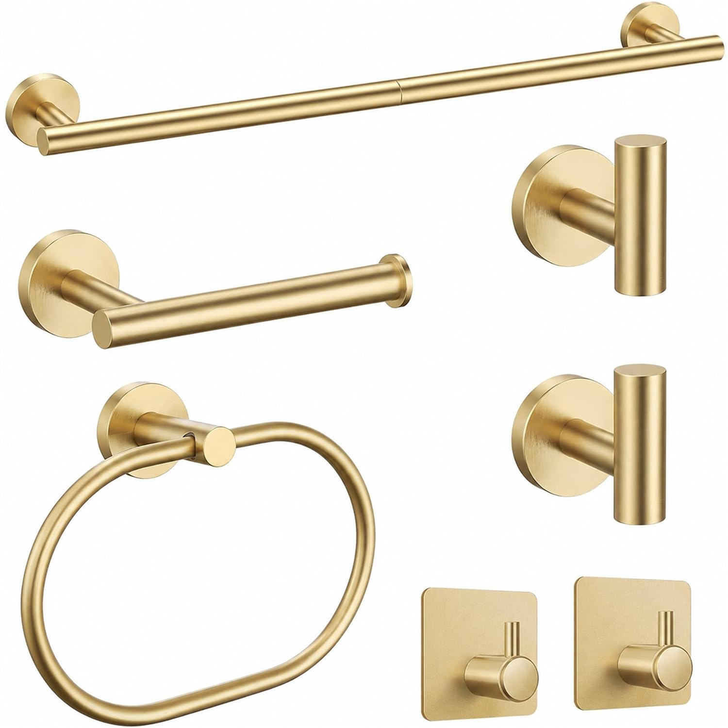 Brushed Gold Bathroom Accessories Set, 7 Pieces Gold Towel Bar Bathroom Hardware Set, 31.5 Inch Towel Racks for Bathroom, SUS304 Stainless Steel Bathroom Towel Holder Toilet Paper Holder Wall Mounted