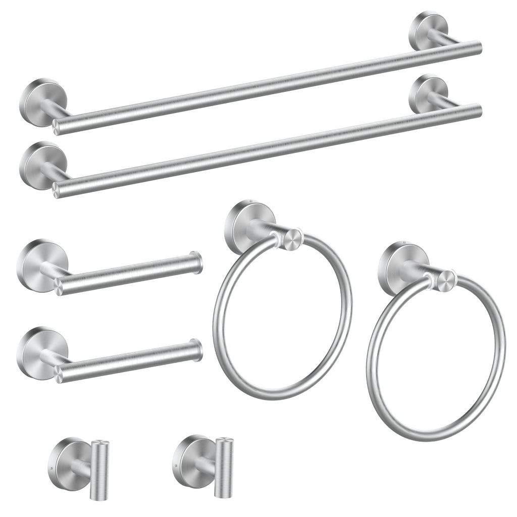 Cilee 8 Piece Polished Chrome Bathroom Hardware Set, 24inch Towel Bar Set