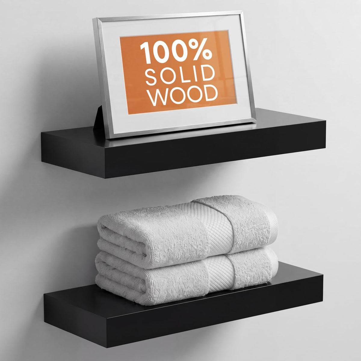 Homeforia 24 Inch Floating Shelves, High-End Solid Pine Wood, Set of 2