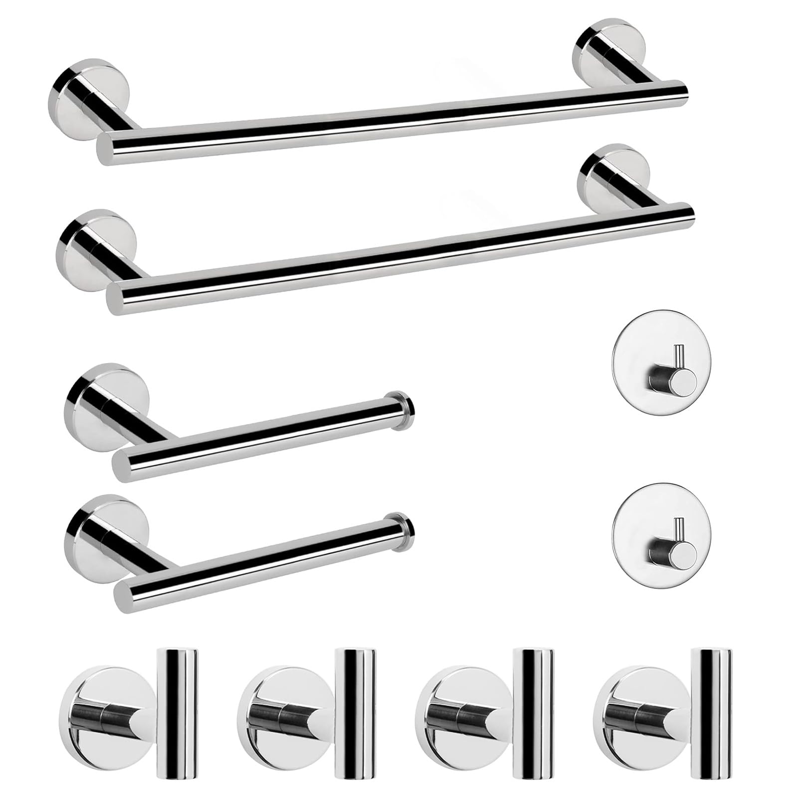 NearMoon Bathroom Hardware Set SUS 304 Thicken Stainless Steel-Towel Bar Set Include 16" Towel Rod, Toilet Paper Holder, Multifunctional Hooks Bathroom Accessories (Brushed Nickel, 5 Pcs)