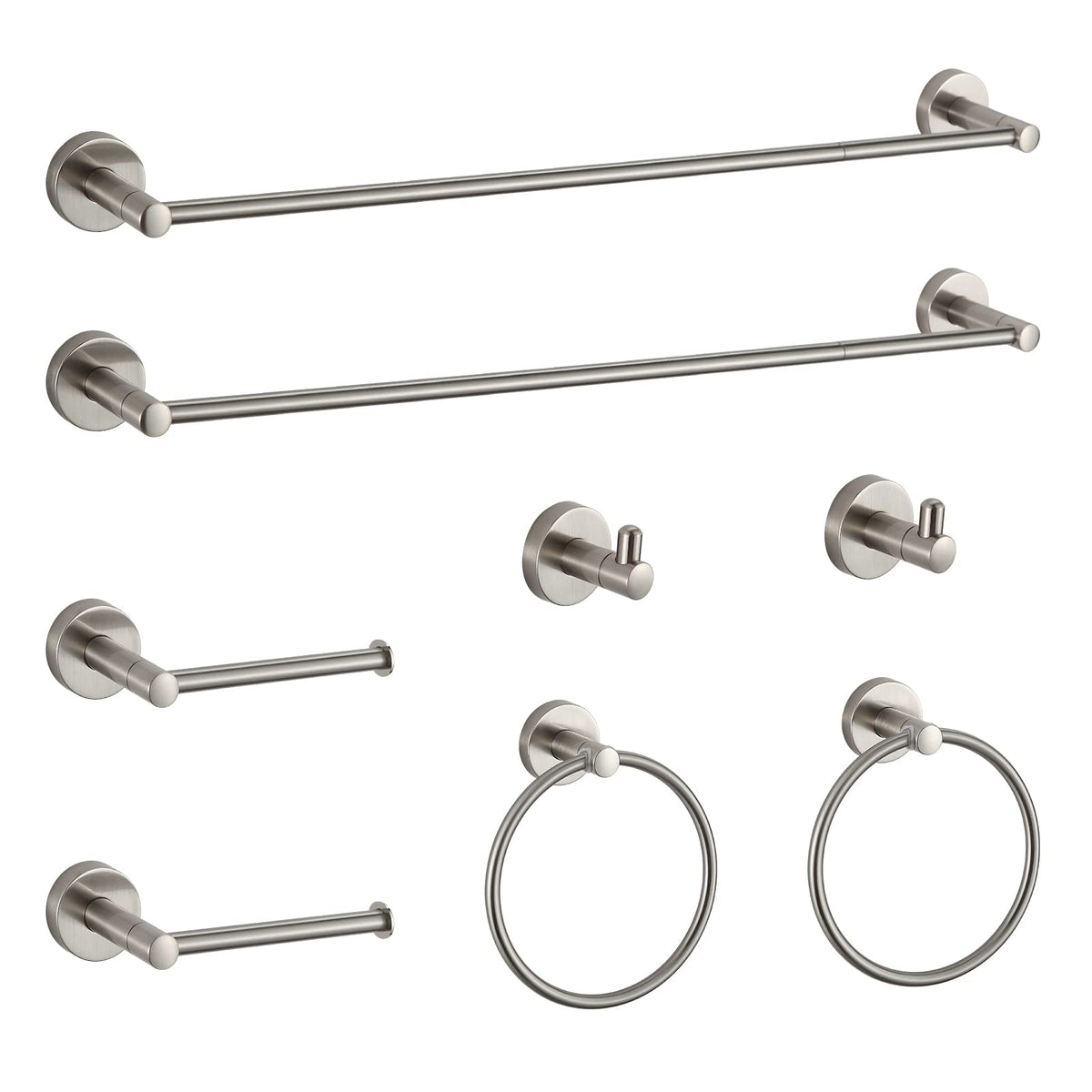 BGL Bathroom Accessory Set,4-Piece Brushed Nickel Towel Racks for Bathroom, 24 Inches Towel Bar, Towel Ring, Toilet Paper Holder & Robe Hook, Wall Mounted
