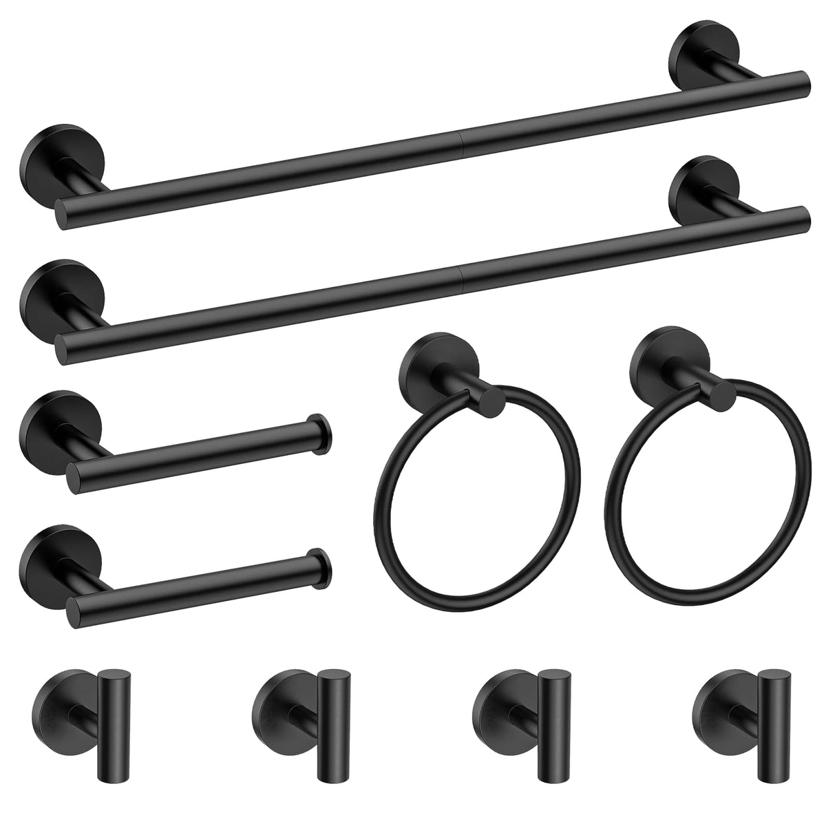 Newfun 10 Pieces Polished Chrome Bathroom Hardware Set 24 Inch