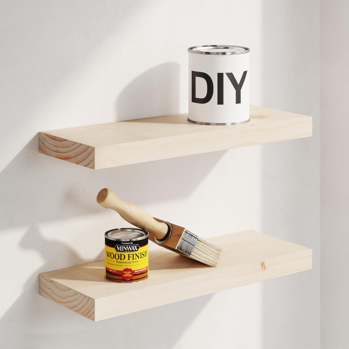 Homeforia 24 Inch Floating Shelves, High-End Solid Pine Wood, Set of 2