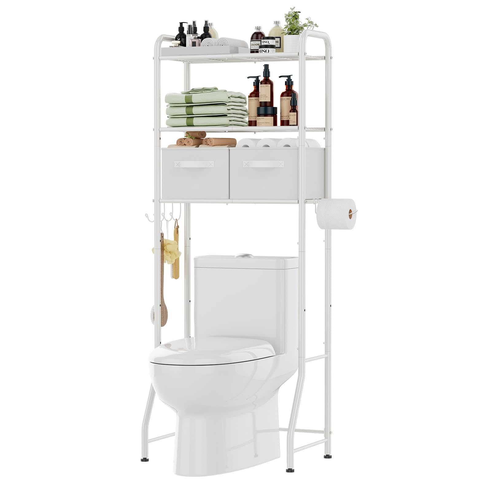 Simple Trending 3 Tier Over The Toilet Rack, Shelf Bathroom, Bathroom Stand Organizer Space Saver, Silver