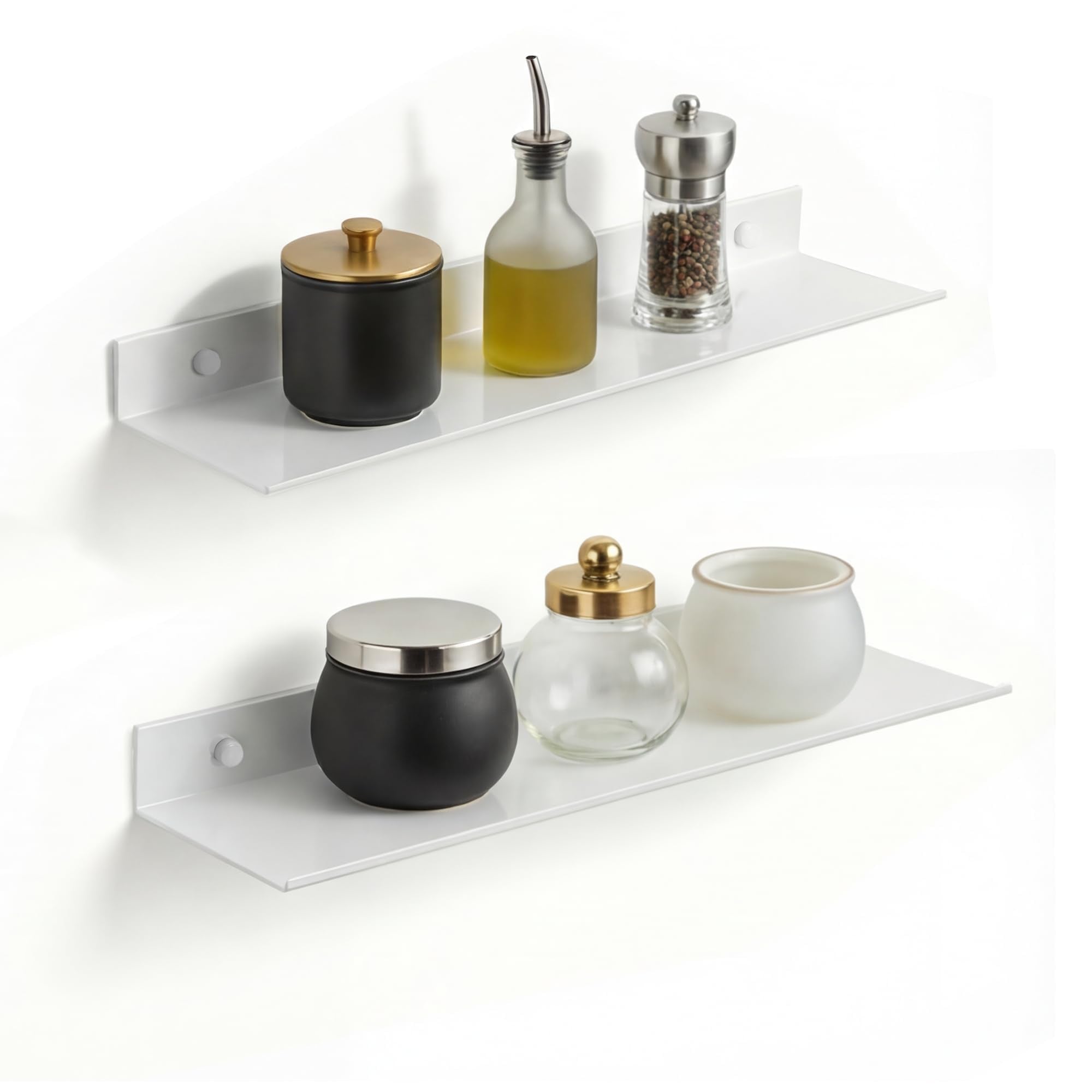 Z metnal Bathroom Shelf, Floating Shelves, Metal Display Wall Shelf, Aluminum, Wall Mounted, Matt Black,16 inch, 2 Pack