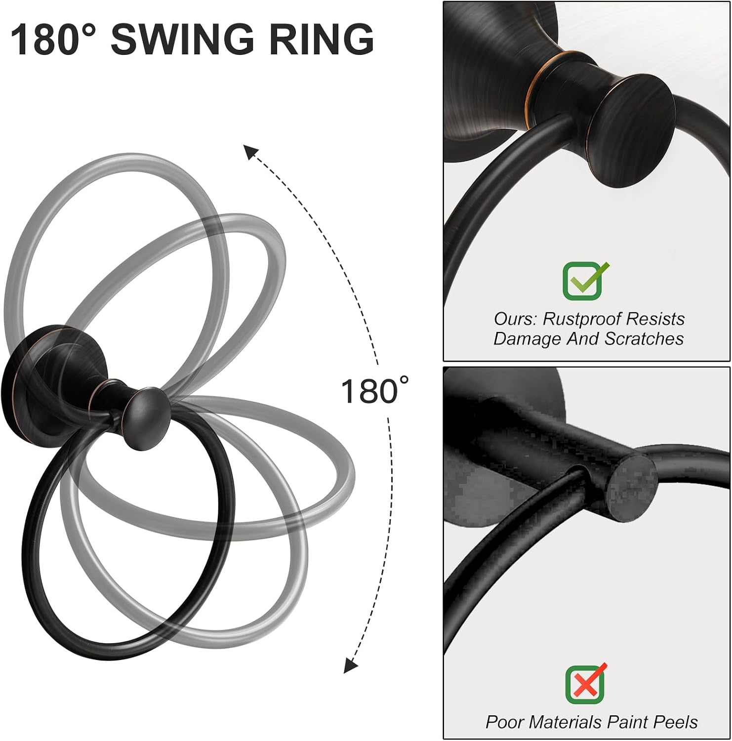 BESy Towel Ring, Bathroom Hand Towel Holder Wall Mounted Oil Rubbed Bronze