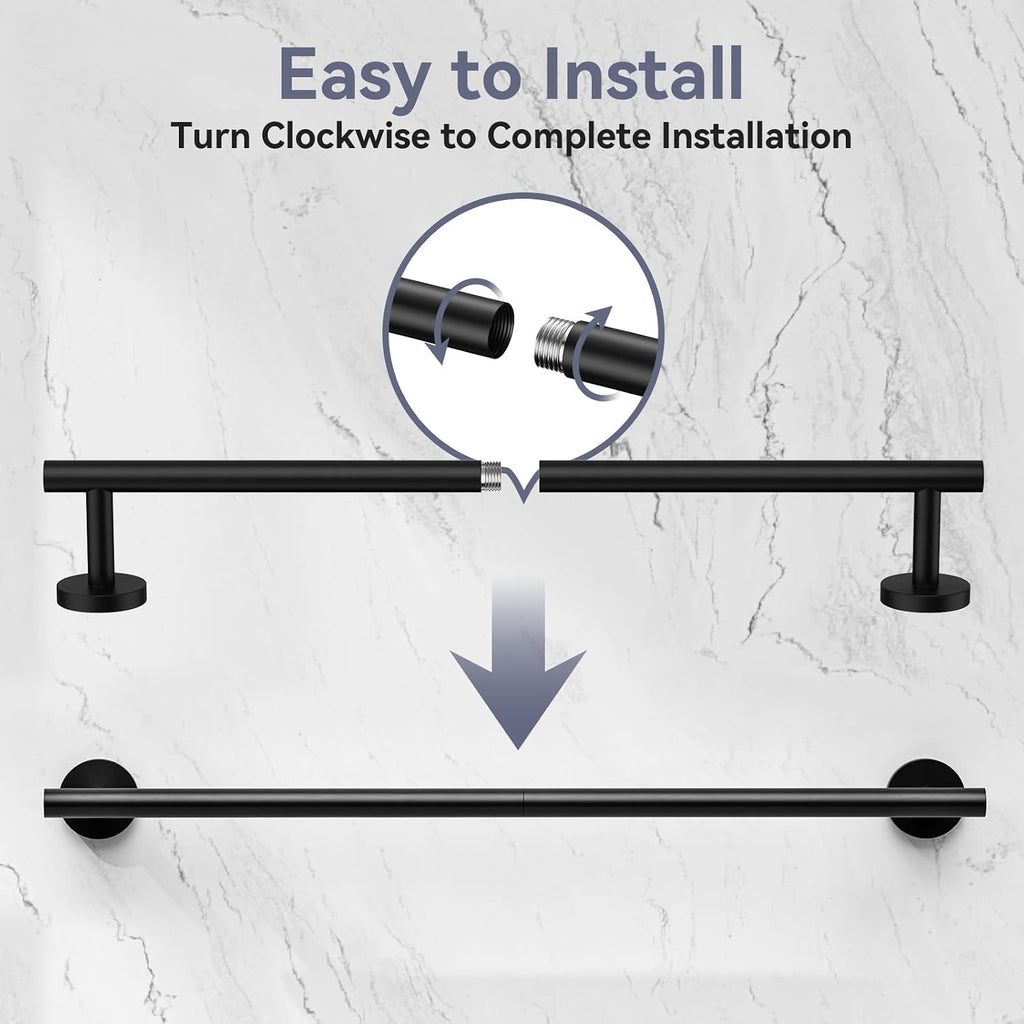 Matte Black Towel Bar, 24 Inch Bathroom Towel Rack