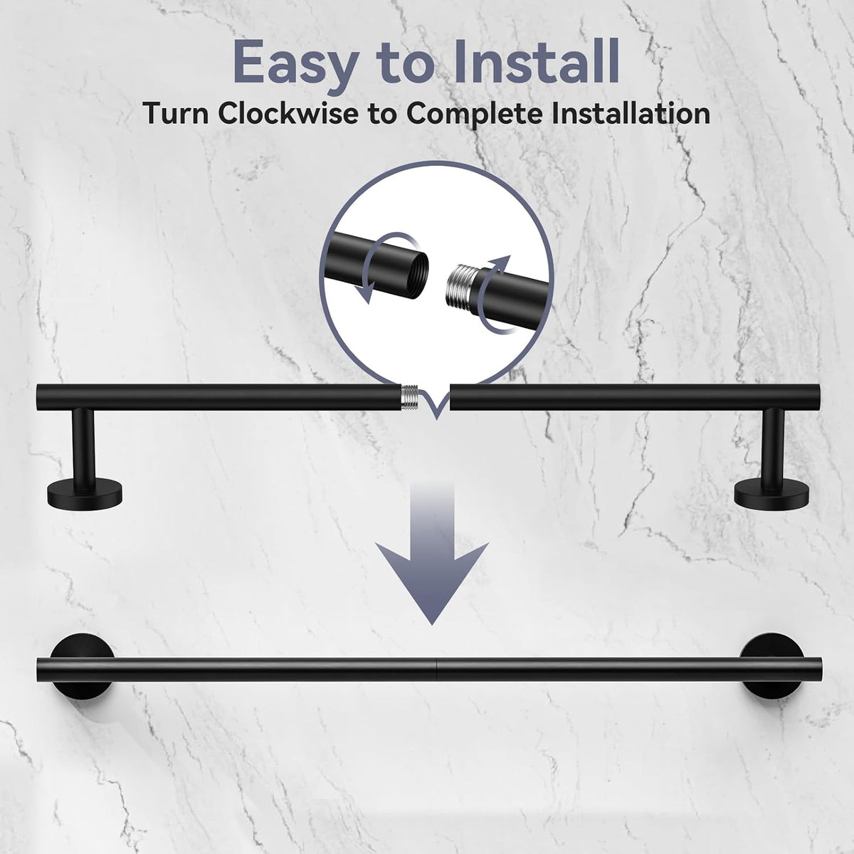Matte Black Towel Bar, 24 Inch Bathroom Towel Rack
