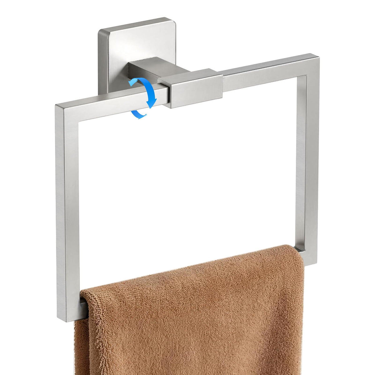 CHJgroup Hand Towel Holder for Bathroom Wall, Square 180° Swivel Towel Ring