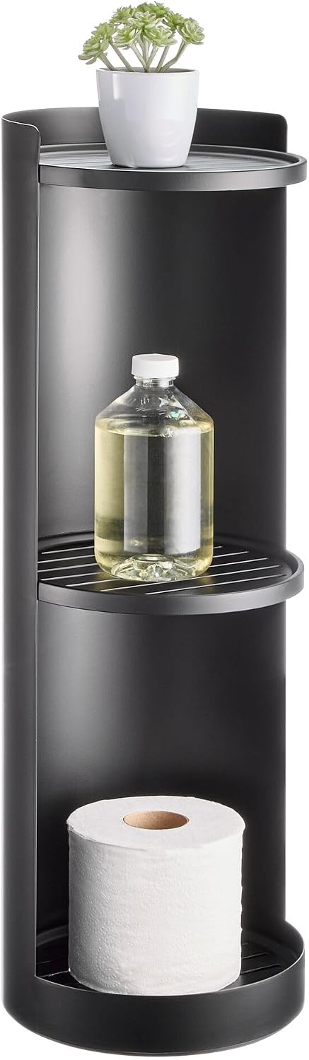 iDesign Freestanding 3-Tier Rotating Bathroom Organizer, Matte Black