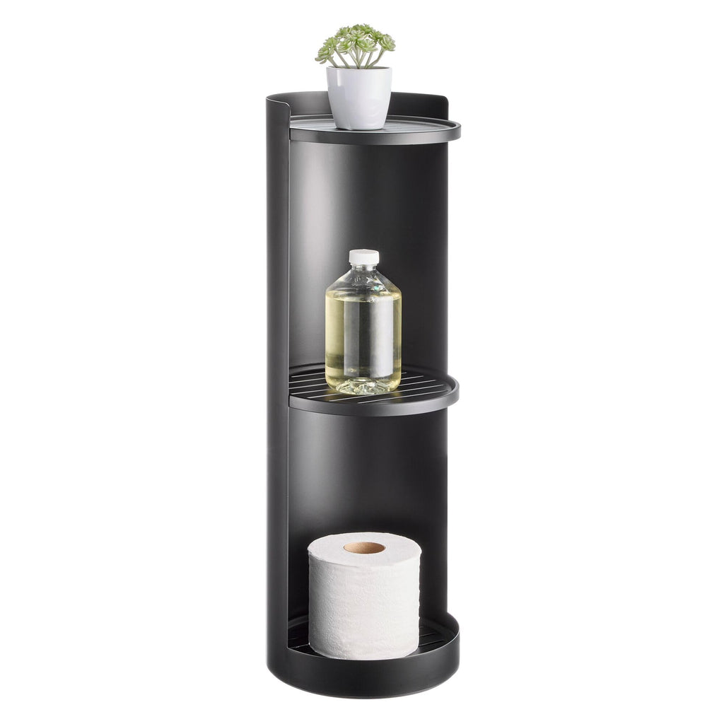 iDesign Freestanding 3-Tier Rotating Bathroom Organizer, Matte Black
