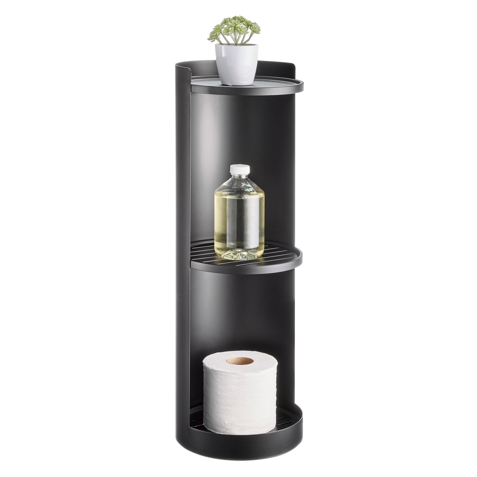 iDesign Freestanding 3-Tier Rotating Bathroom Organizer, Matte Black