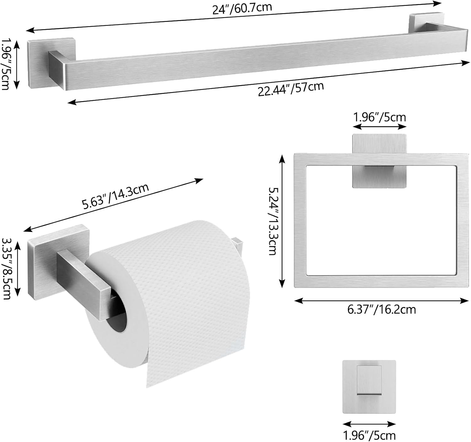 FEILERN 20-Piece Bathroom Hardware Set Brushed Nickel 24 Inch Towel Bar Set