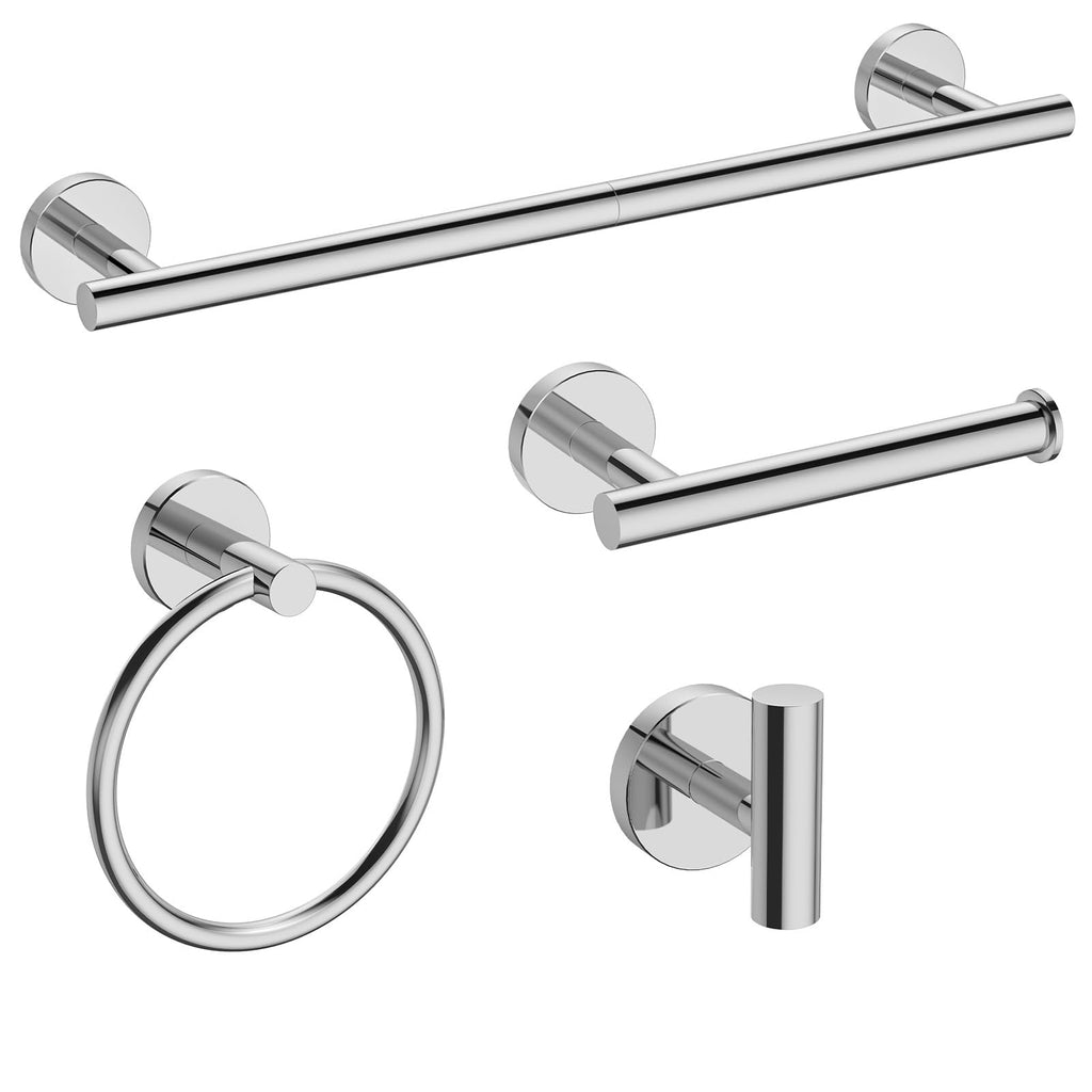 USHOWER 4PCS Matte Black Bathroom Accessories Set, 24-Inch Towel Bar Set