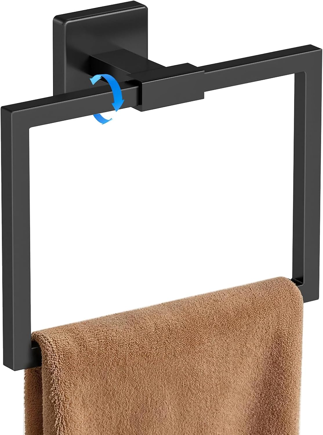 CHJgroup Hand Towel Holder for Bathroom Wall, Square 180° Swivel Towel Ring