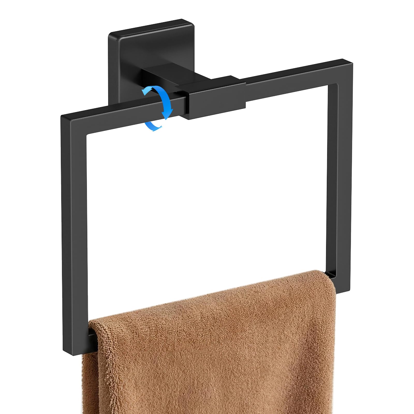 CHJgroup Hand Towel Holder for Bathroom Wall, Square 180° Swivel Towel Ring