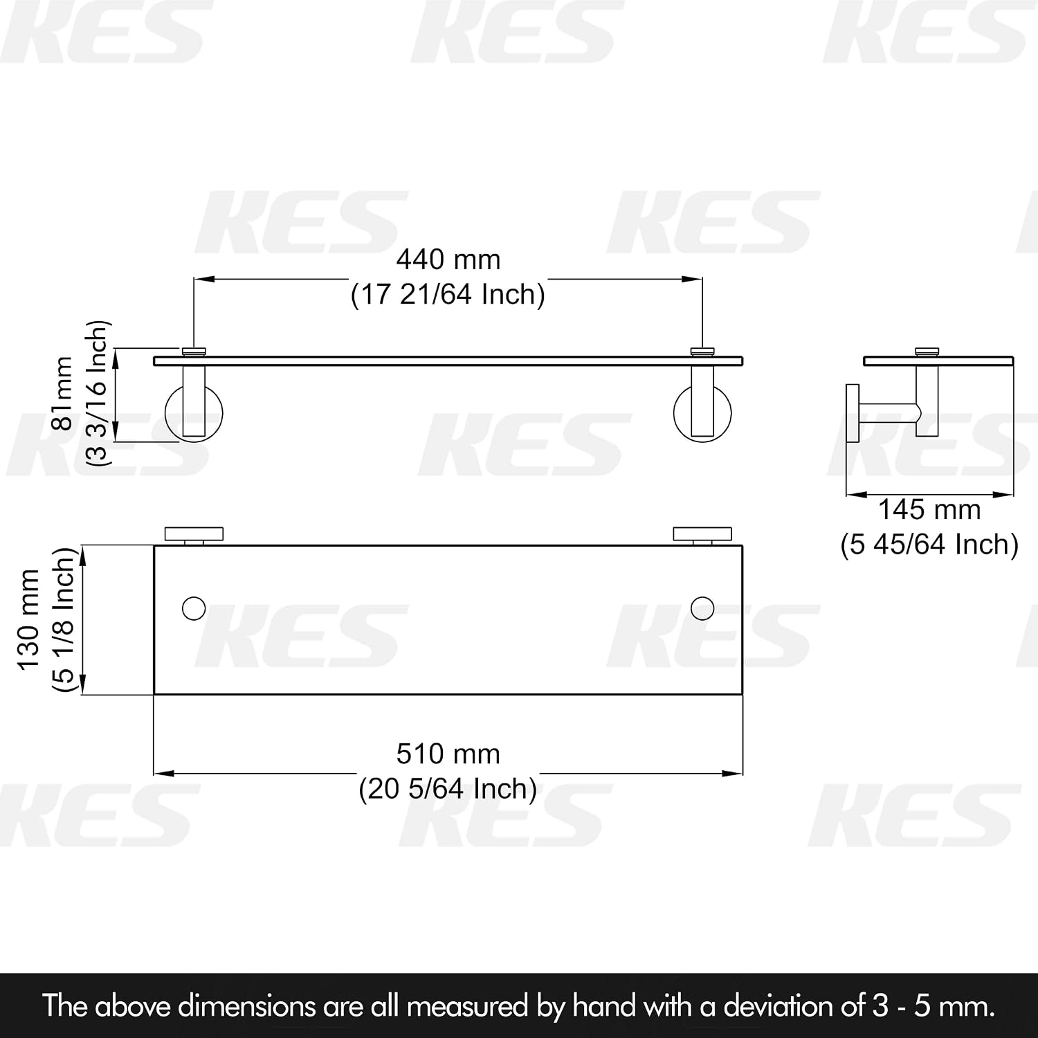 KES Bathroom Floating Glass Shelf 20-Inch, 2-Pack, Brushed Stainless Steel