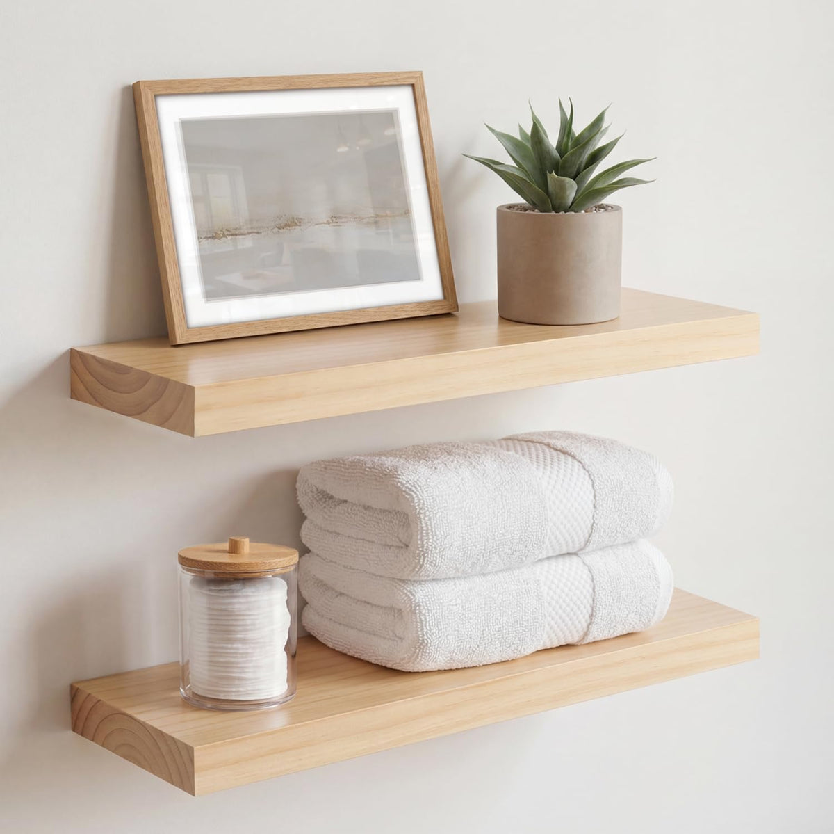Homeforia 24 Inch Floating Shelves, High-End Solid Pine Wood, Set of 2