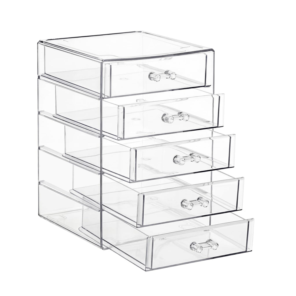 ELLDOO Rollerball Perfume Organizer with 3 Drawer, Clear Acrylic Perfume Storage Holder Beauty Scent Holder, Makeup Lipgloss Lipstick Display Case Office Supplies Box
