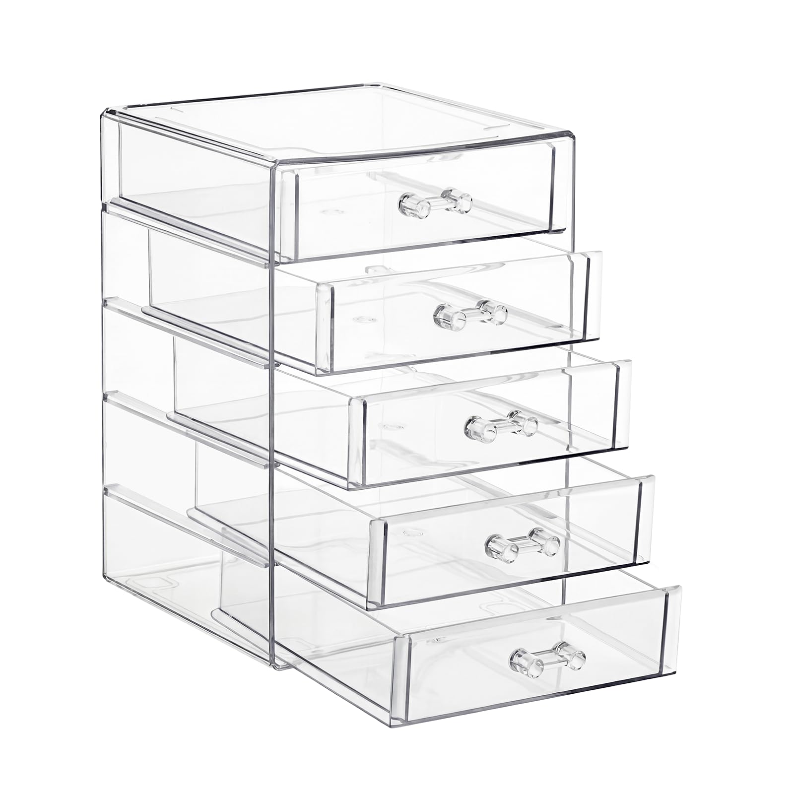 ELLDOO Rollerball Perfume Organizer with 3 Drawer, Clear Acrylic Perfume Storage Holder Beauty Scent Holder, Makeup Lipgloss Lipstick Display Case Office Supplies Box