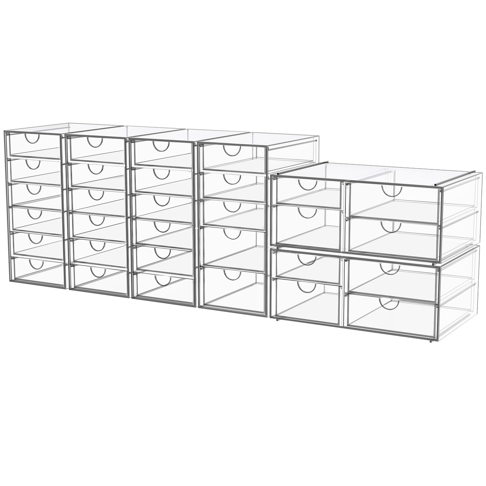 YFXCVSL 3-Pack Acrylic 15-Drawer Storage & Makeup Organizer for Desk