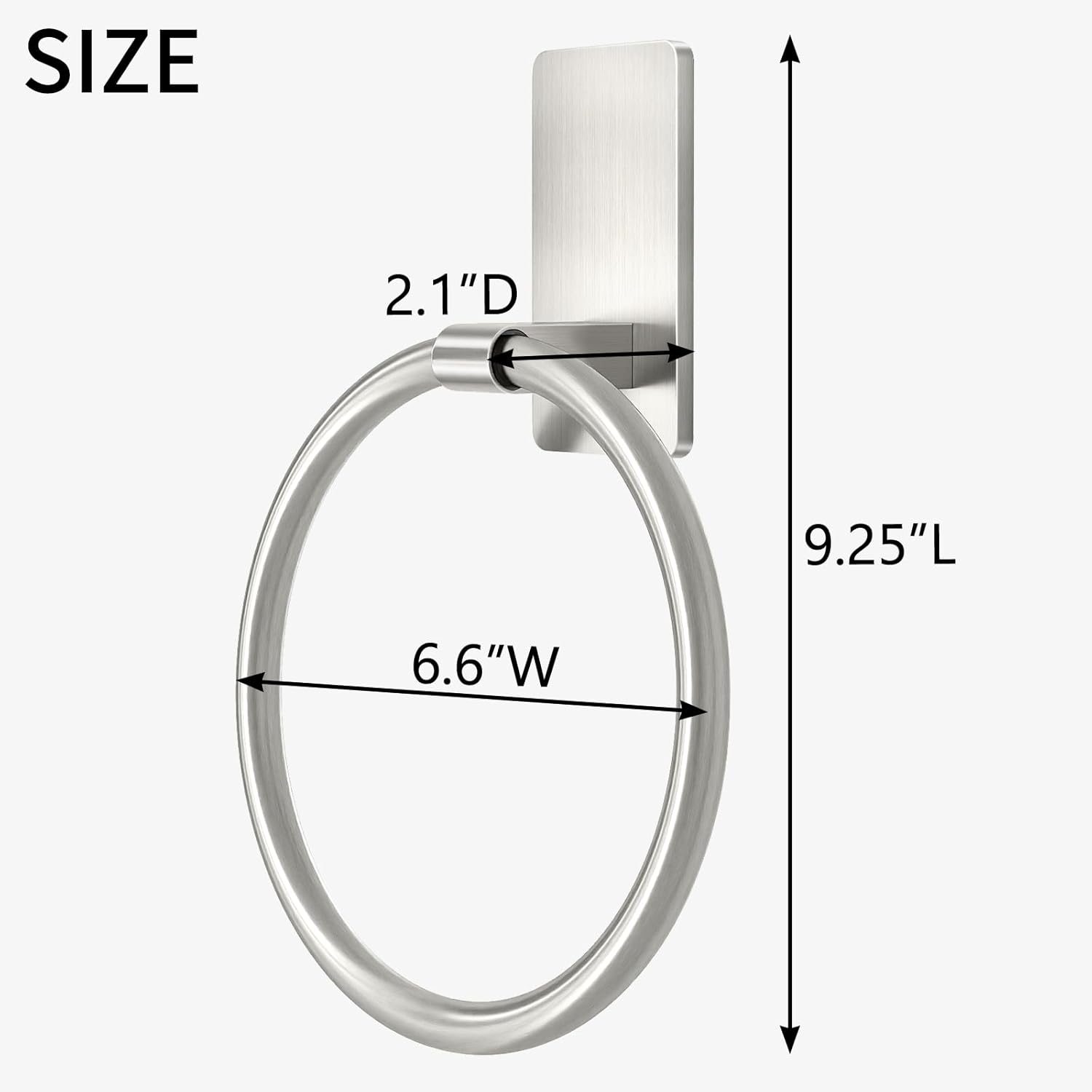 STWWO Hand Towel Holder for Bathroom, Brushed Nickel Towel Ring Adhesive