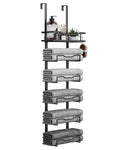 Aetyord Hanging Towel Racks for Bathroom No Drill - 6-Tier Over The Door Bath Towel Storage Organizer for Small Bathrooms - Tiered Back of Door Towel Holder Hanger for Rolled Towels RV Camper Black