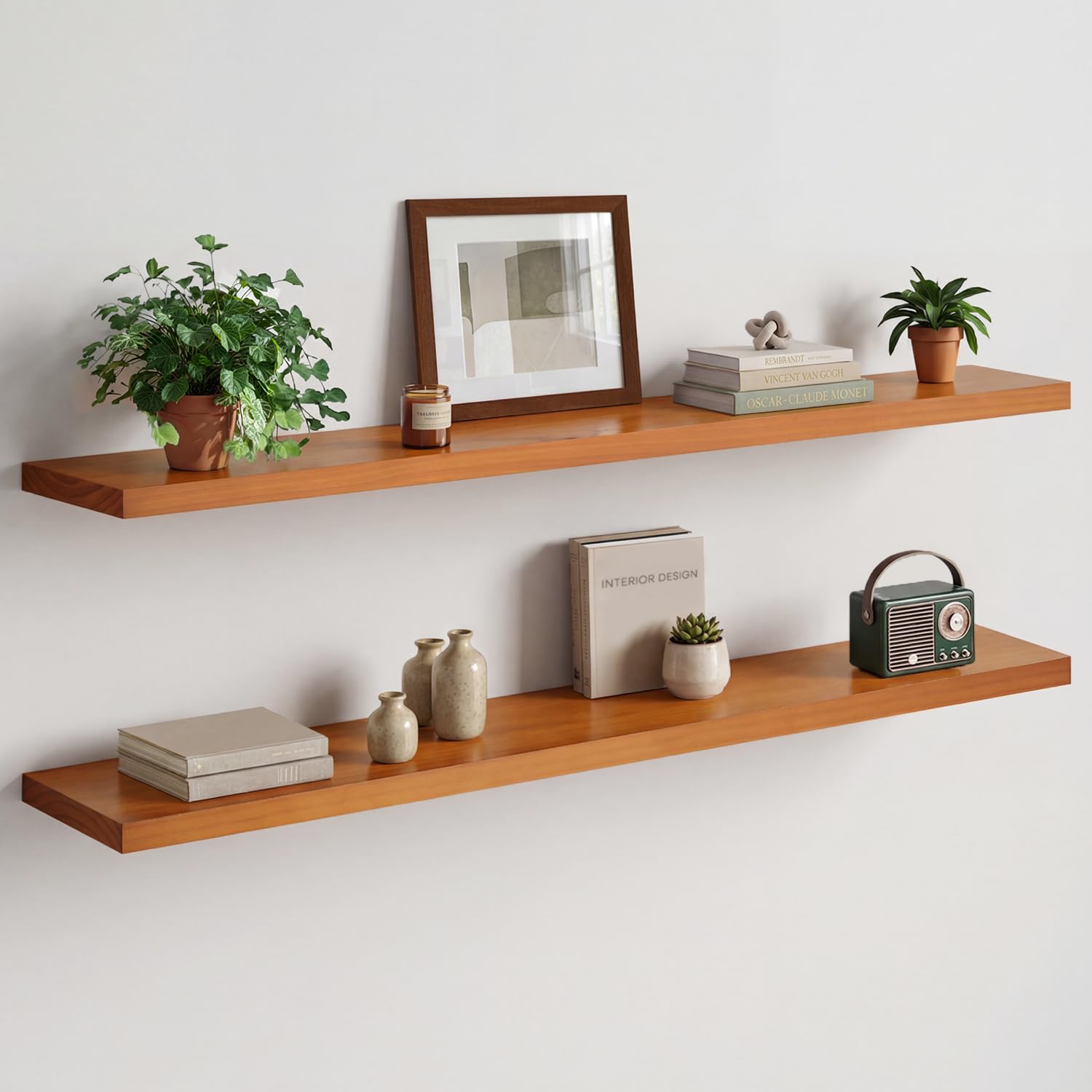 Homeforia 24 Inch Floating Shelves, High-End Solid Pine Wood, Set of 2