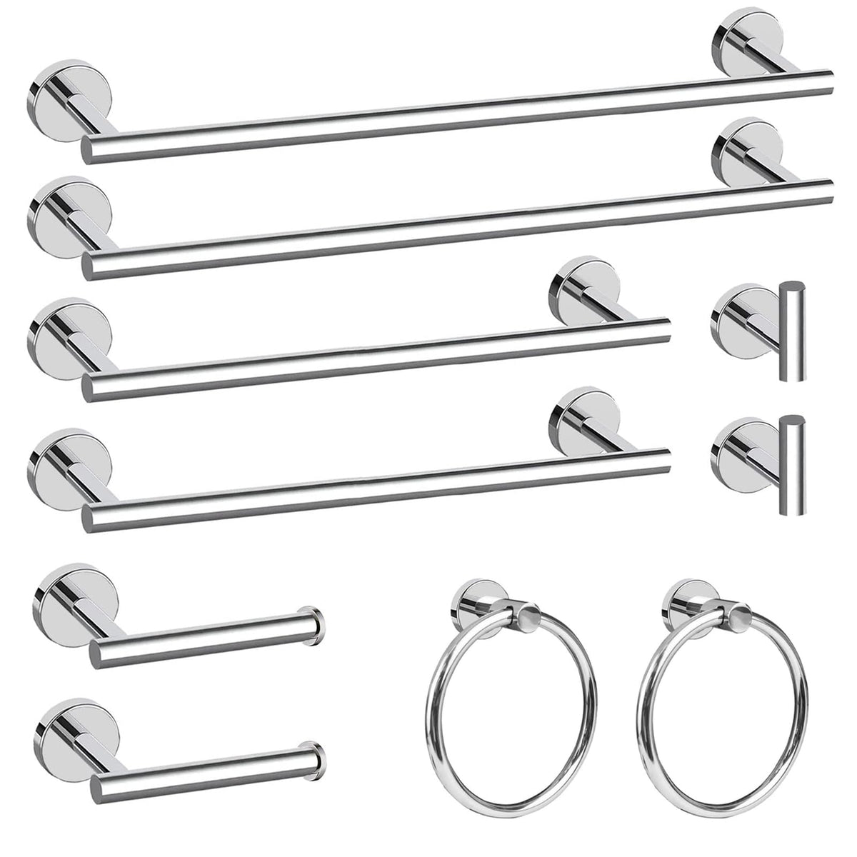 Cilee 10 Piece Brushed Nickel Bathroom Hardware Set, 24" 16" Towel Bar Set