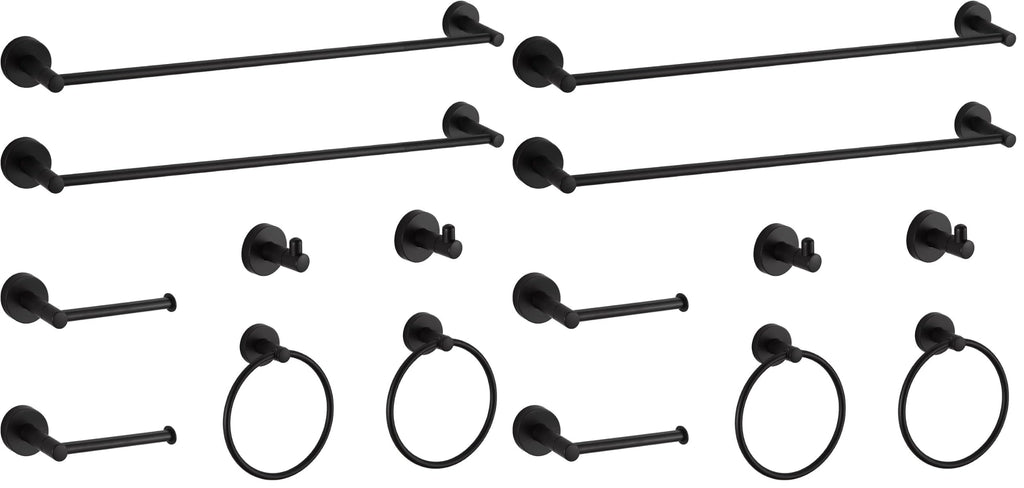 BGL Bathroom Accessory Set,4-Piece Brushed Nickel Towel Racks for Bathroom, 24 Inches Towel Bar, Towel Ring, Toilet Paper Holder & Robe Hook, Wall Mounted
