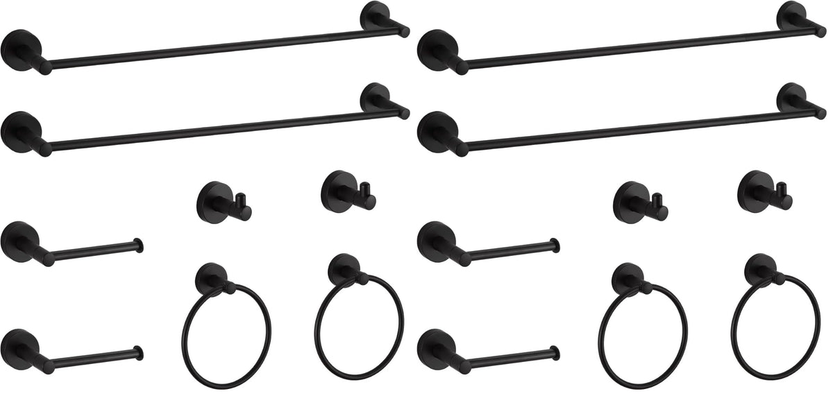 BGL Bathroom Accessory Set,4-Piece Brushed Nickel Towel Racks for Bathroom, 24 Inches Towel Bar, Towel Ring, Toilet Paper Holder & Robe Hook, Wall Mounted