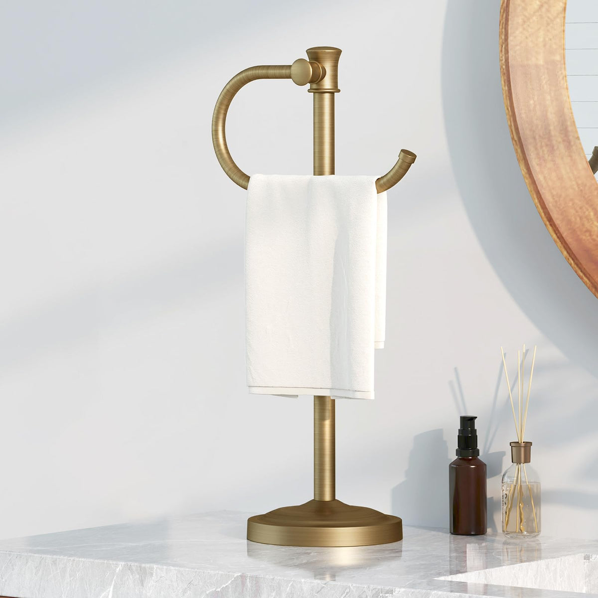 BESy Stand Hand Towel Holder, Countertop Towel Bar, Oil Rubbed Bronze