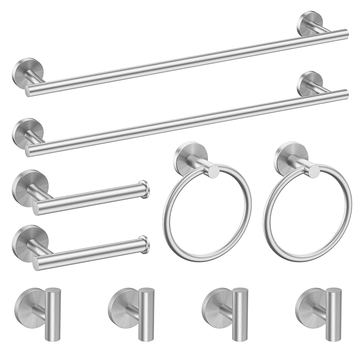 Newfun 10 Pieces Polished Chrome Bathroom Hardware Set 24 Inch