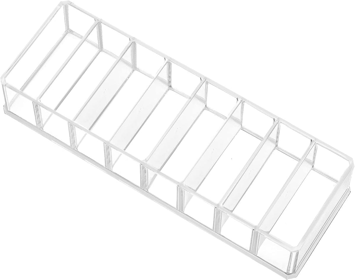 HBlife 2 Pack Clear Acrylic Makeup Compact Organizer, 8 Spaces Vanity Organizer Stand Eyeshadow Pallet Storage for Lipstick Bronzer Powder Highlighter, Skincare Cosmetic Display Cases for Bathroom