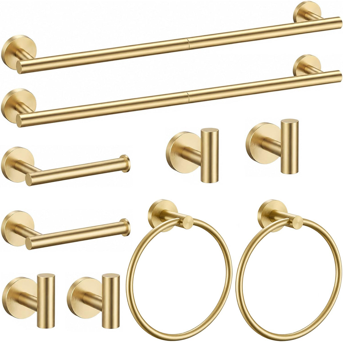 Brushed Gold Bathroom Accessories Set, 7 Pieces Gold Towel Bar Bathroom Hardware Set, 31.5 Inch Towel Racks for Bathroom, SUS304 Stainless Steel Bathroom Towel Holder Toilet Paper Holder Wall Mounted