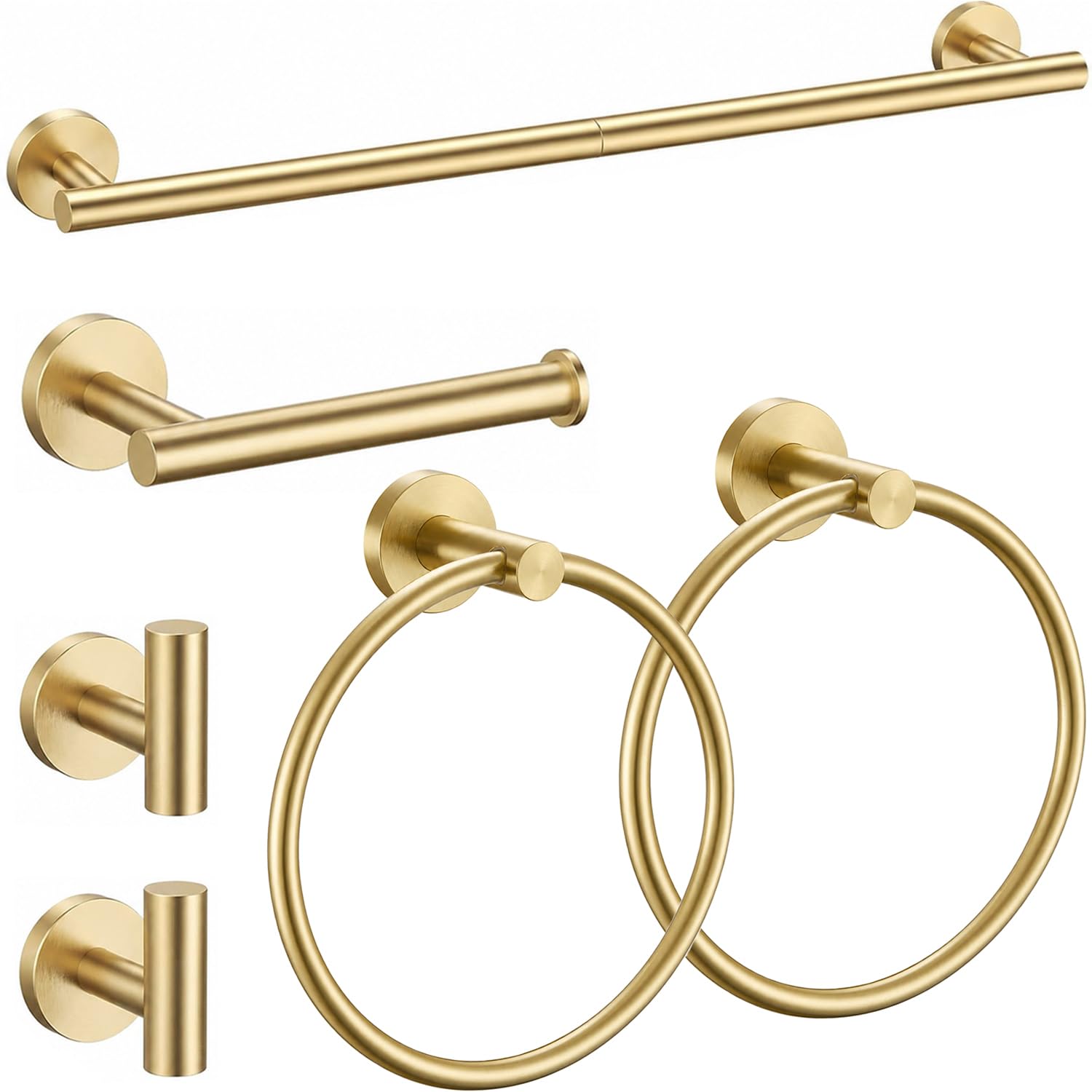 Brushed Gold Bathroom Accessories Set, 7 Pieces Gold Towel Bar Bathroom Hardware Set, 31.5 Inch Towel Racks for Bathroom, SUS304 Stainless Steel Bathroom Towel Holder Toilet Paper Holder Wall Mounted