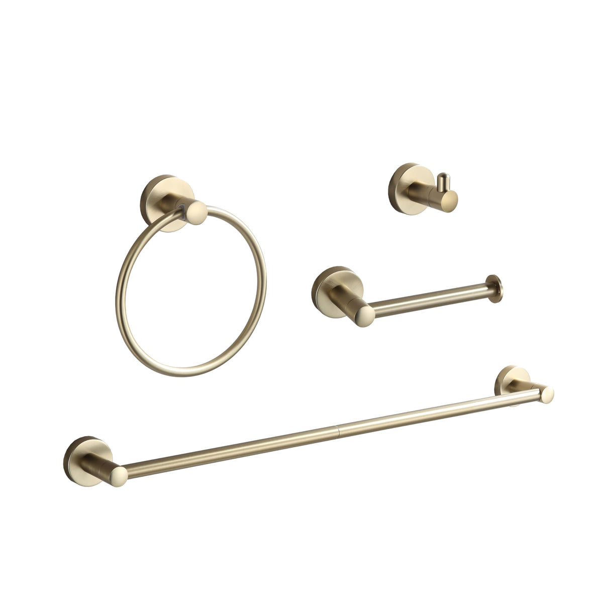 BGL Bathroom Accessory Set,4-Piece Brushed Nickel Towel Racks for Bathroom, 24 Inches Towel Bar, Towel Ring, Toilet Paper Holder & Robe Hook, Wall Mounted