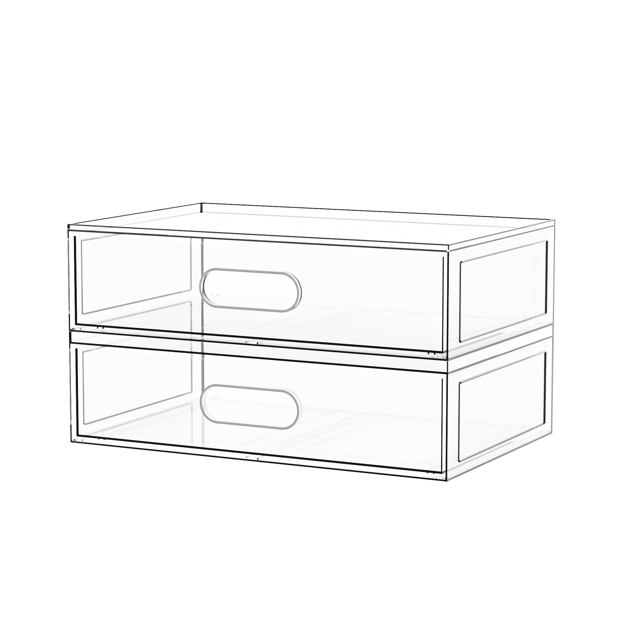 Clear Stackable Makeup Organizer with Drawer, 12''W Acrylic Storage Drawers