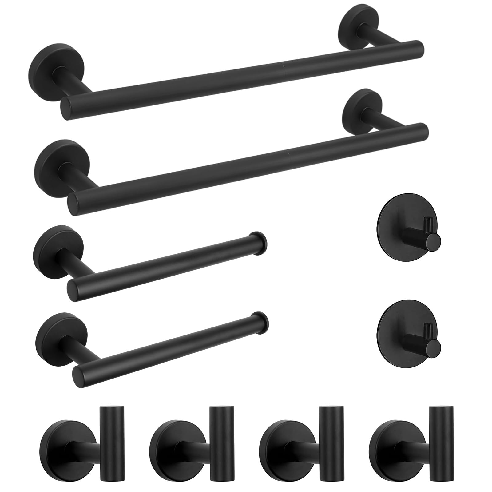 NearMoon Bathroom Hardware Set SUS 304 Thicken Stainless Steel-Towel Bar Set Include 16" Towel Rod, Toilet Paper Holder, Multifunctional Hooks Bathroom Accessories (Brushed Nickel, 5 Pcs)